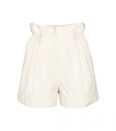 Shop Moncler Faille Paperbag Shorts In White