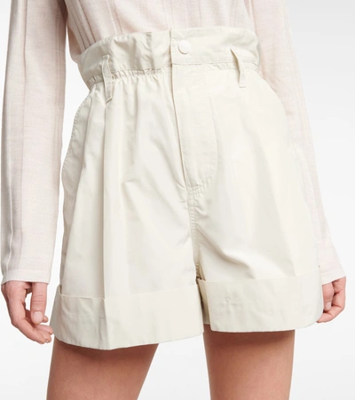 Shop Moncler Faille Paperbag Shorts In White