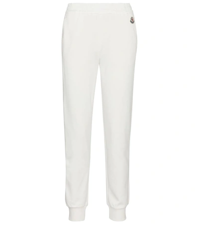 Shop Moncler Cotton-blend Sweatpants In White