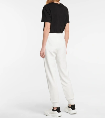 Shop Moncler Cotton-blend Sweatpants In White