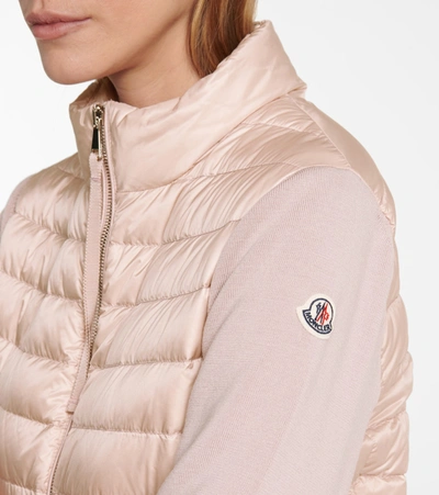 Shop Moncler Wool And Down Cardigan In Pink