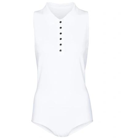 Alaïa Knit Polo-neck Bodysuit In White