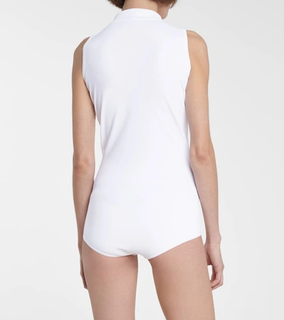 Alaïa Knit Polo-neck Bodysuit In White