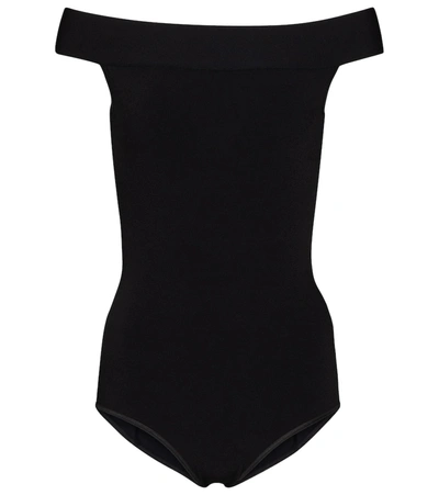 Shop Alaïa Off-the-shoulder Bodysuit In Black