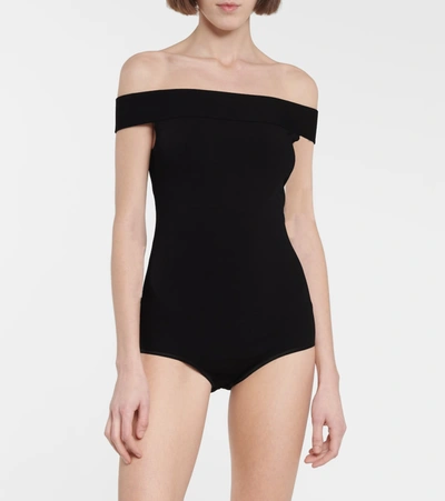 Shop Alaïa Off-the-shoulder Bodysuit In Black