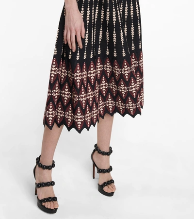 Shop Alaïa Jacquard Knit Midi Dress In Black