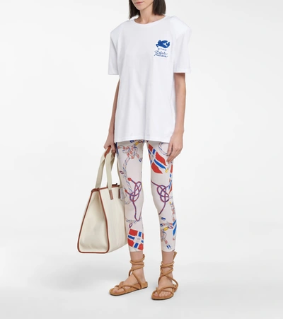 Shop Etro Logo Embroidered Cotton T-shirt In Blue