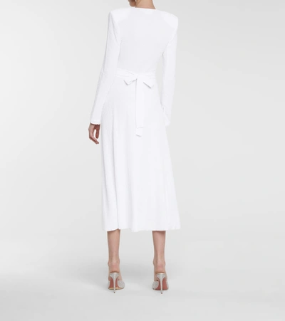 Shop Rotate Birger Christensen Lili Ruched Jersey Midi Dress In White