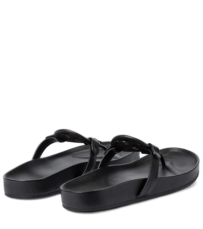 Shop Tory Burch Miller Leather Thong Sandals In Black