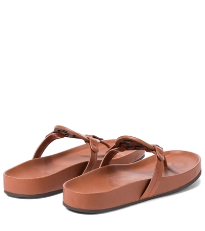 Shop Tory Burch Miller Leather Thong Sandals In Brown