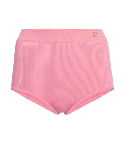 Shop Balmain High-rise Knit Shorts In Pink