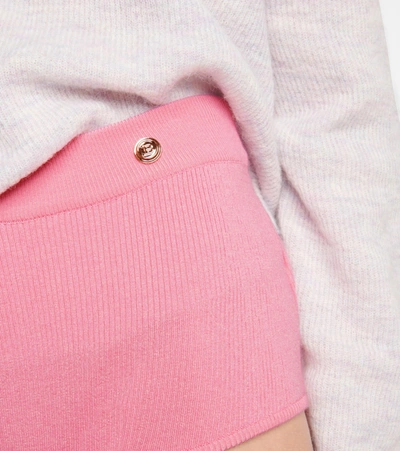 Shop Balmain High-rise Knit Shorts In Pink