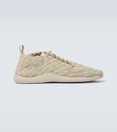 Shop Bottega Veneta Plat Intreccio Elastic Sneakers In Sea Salt