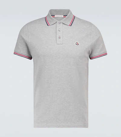 Shop Moncler Short-sleeved Polo Shirt With Logo In Grey