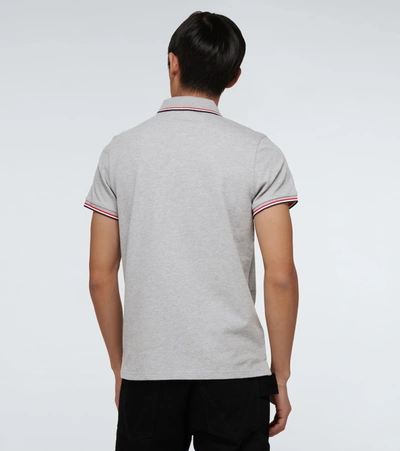 Shop Moncler Short-sleeved Polo Shirt With Logo In Grey