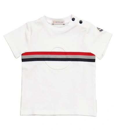 Shop Moncler Baby Stretch-cotton T-shirt In White