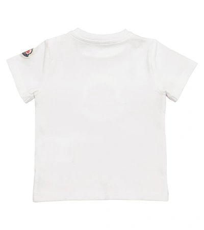 Shop Moncler Baby Stretch-cotton T-shirt In White