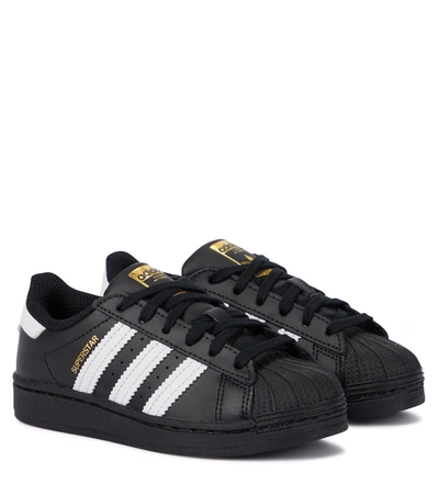 Shop Adidas Originals Superstar Leather Sneakers In Black