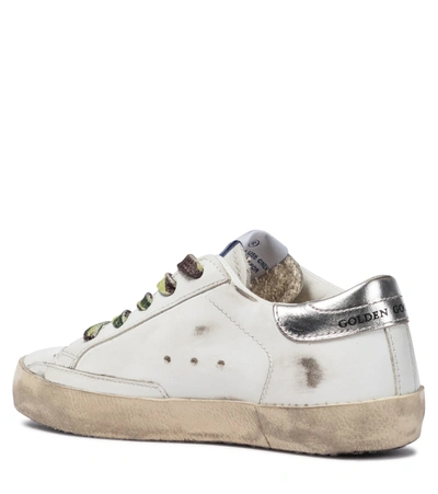 Shop Golden Goose Super-star Leather Sneakers In White/ruby Red