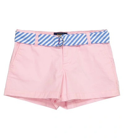 Shop Polo Ralph Lauren Belted Stretch-cotton Shorts In Pink