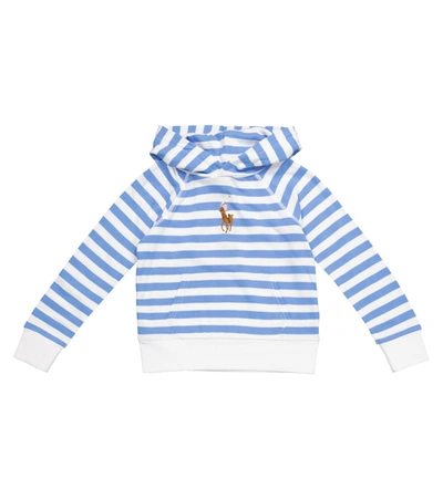 Shop Polo Ralph Lauren Striped Cotton Hoodie In Blue