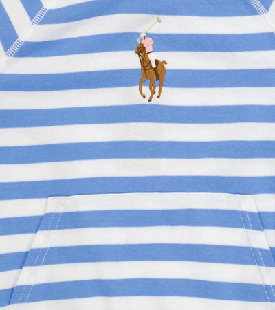 Shop Polo Ralph Lauren Striped Cotton Hoodie In Blue