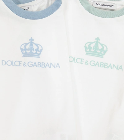 Shop Dolce & Gabbana Baby Set Of 2 Logo Cotton Onesies In White