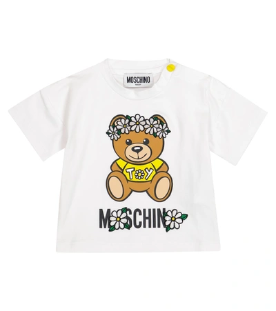 Shop Moschino Baby Logo Stretch-cotton T-shirt In White