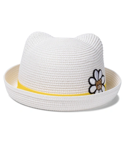 Shop Moschino Baby Straw Hat In White