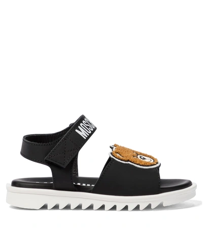 Moschino Teddy Bear Motif Sandals In Black