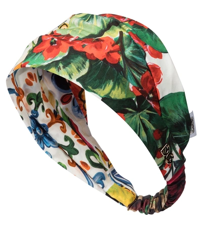 Shop Dolce & Gabbana Floral Cotton Headband In Multicoloured
