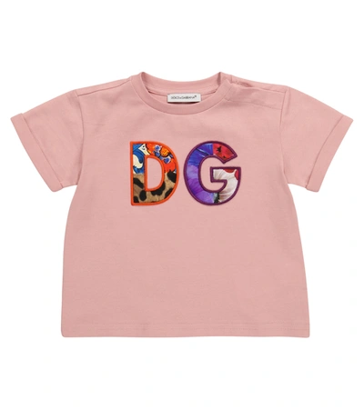 Shop Dolce & Gabbana Baby Logo Cotton-jersey T-shirt In Pink
