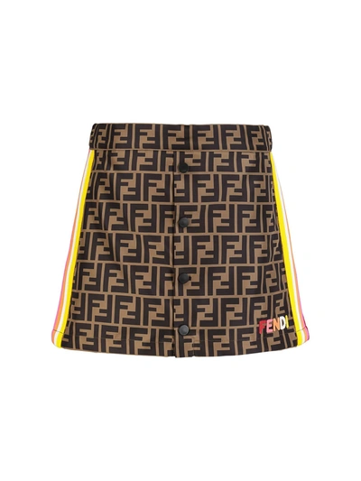 Shop Fendi Kids Skirt For Girls In Brown