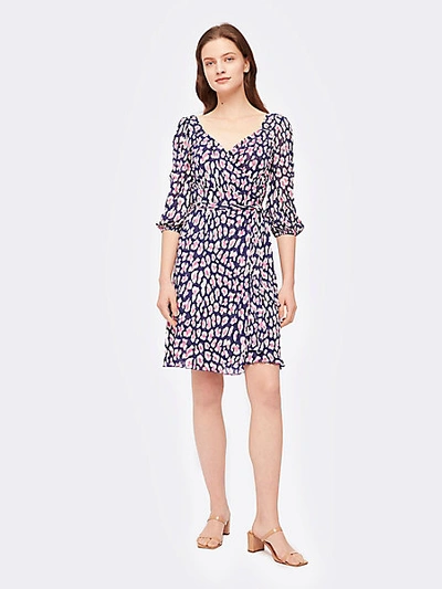 Shop Diane Von Furstenberg Abby Mesh Mini Dress In March Leopard Medium Blue