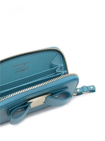 Shop Ferragamo Vara Leather Continental Wallet In Blue