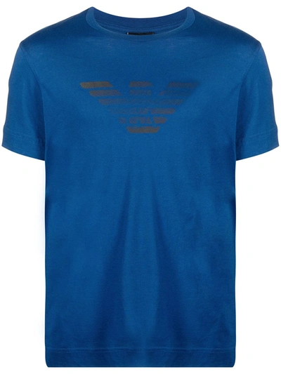 Shop Emporio Armani Embossed Logo Cotton T-shirt In Blue
