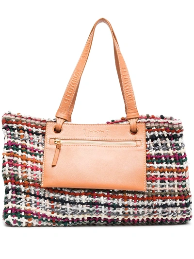 Shop See By Chloé Woven Checked Tote Bag In White