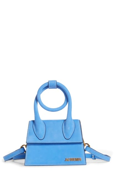 Shop Jacquemus Le Chiquito Noeud Leather Crossbody Bag In Blue