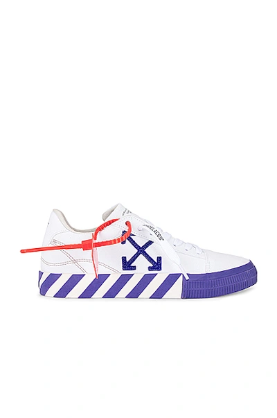Shop Off-white Canvas Low Vulcanized Sneaker In White & Violet