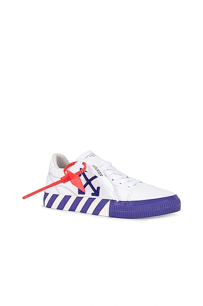Shop Off-white Canvas Low Vulcanized Sneaker In White & Violet