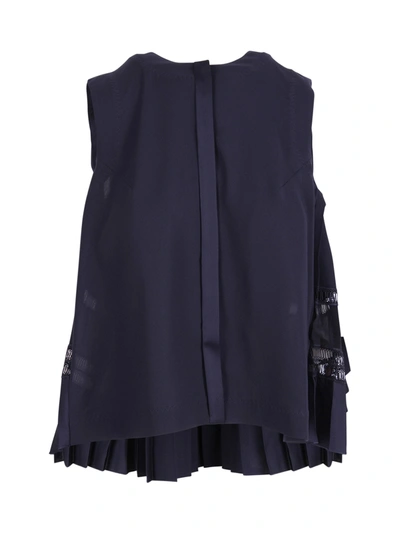 Shop High Concertina Polyester Blouse In Blue