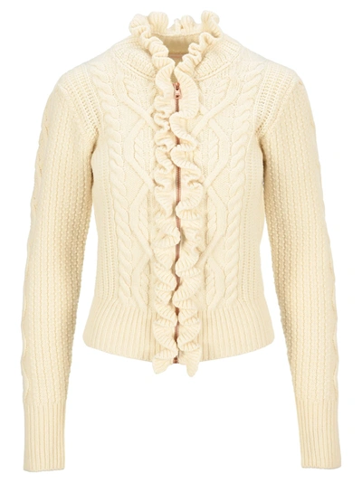 Shop See By Chloé See By Chloe Ruffle Trim Cardigan In Pristine White