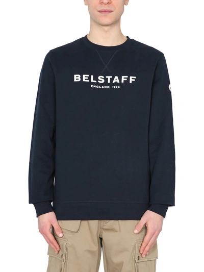 Shop Belstaff Crew Neck Sweatshirt In Blu