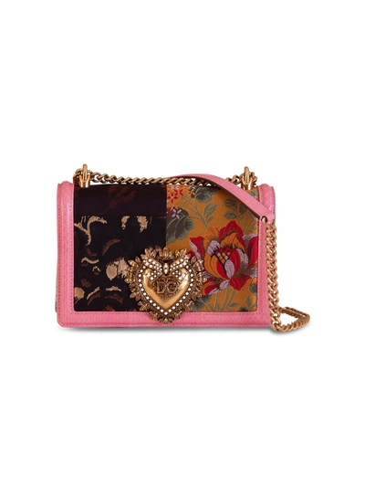 Shop Dolce & Gabbana Patchwork Medium Devotion Bag In Rosso