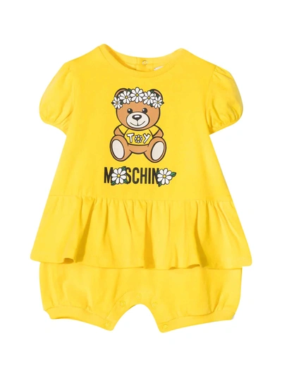 Shop Moschino Yellow Baby Set In Gialla