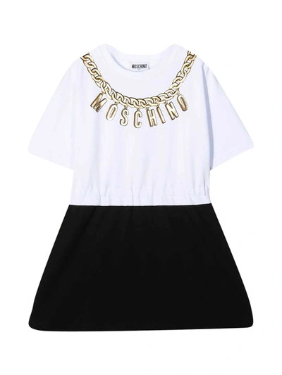 Shop Moschino Two-tone Dress In Bianco/nero