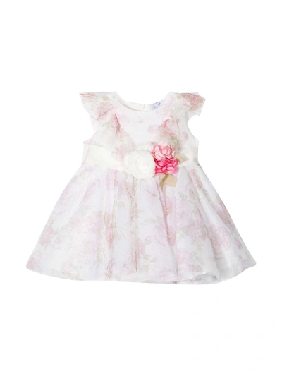Shop Monnalisa Floral Dress In Panna/rosa