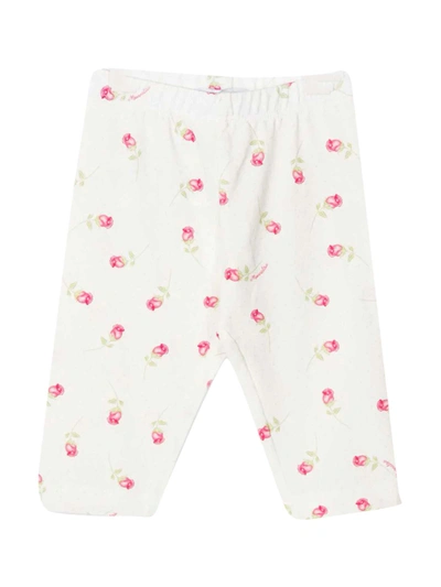 Shop Monnalisa Floral Trousers In Panna