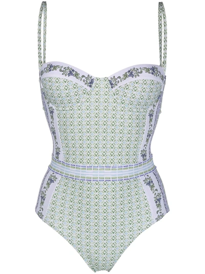 Shop Tory Burch Floral Swimsuit In Green