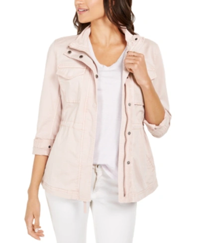 Shop Style & Co Petite Cotton Utility Jacket, Created For Macy's In Mocha Rose